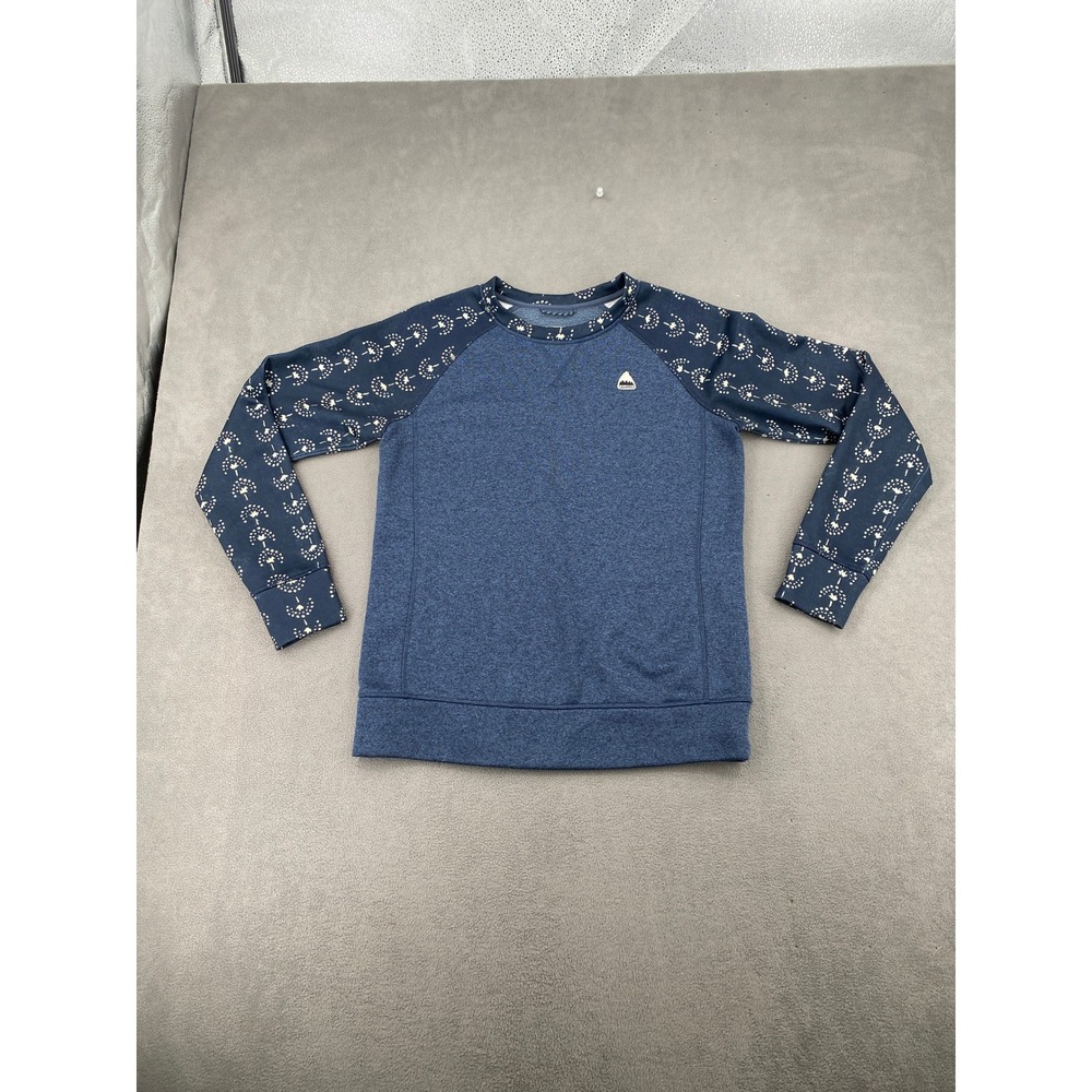 Burton WB Oak Crew Heather Blue Patterned Raglan Sleeve Sweatshirt Small